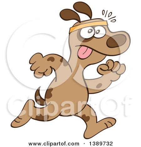 Clipart of a Cartoon Brown Dog Running Upright - Royalty Free Vector Illustration by Zooco
