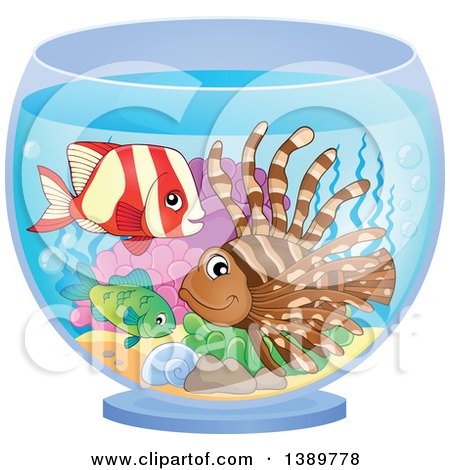 Clipart of Marine Fish in a Bowl - Royalty Free Vector Illustration by visekart