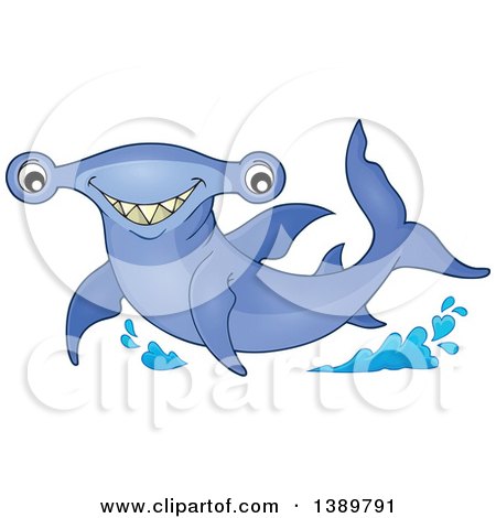 Clipart of a Happy Hammerhead Shark - Royalty Free Vector Illustration by visekart