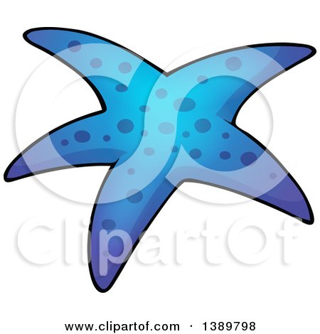 Clipart of a Blue Starfish - Royalty Free Vector Illustration by visekart