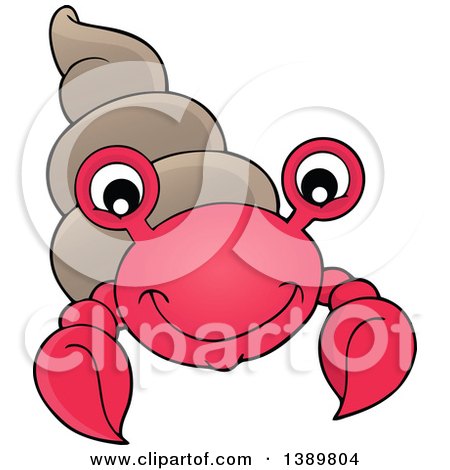 Clipart of a Cartoon Happy Hermit Crab - Royalty Free Vector Illustration by visekart