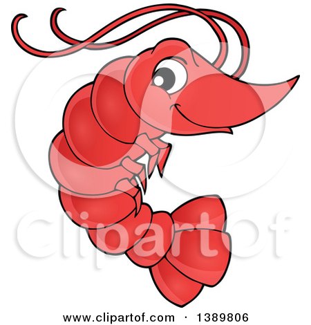 Clipart of a Cute Happy Shrimp - Royalty Free Vector Illustration by visekart