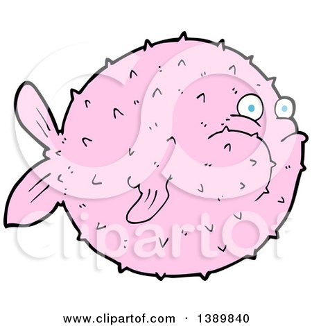 Clipart of a Pink Puffer Blow Fish - Royalty Free Vector Illustration by lineartestpilot