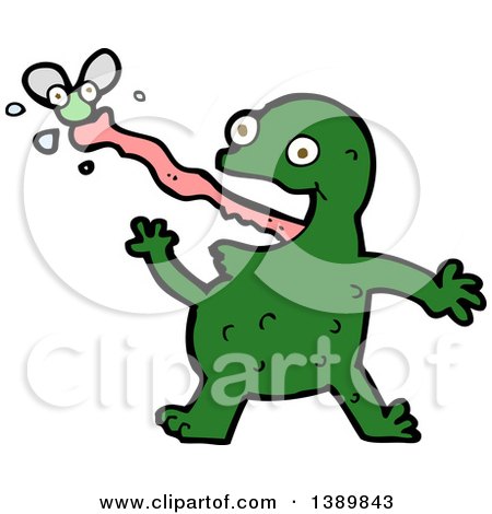 Clipart of a Cartoon Frog Catching a Bug - Royalty Free Vector Illustration by lineartestpilot