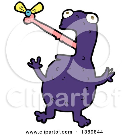 Clipart of a Cartoon Frog Catching a Bug - Royalty Free Vector Illustration by lineartestpilot