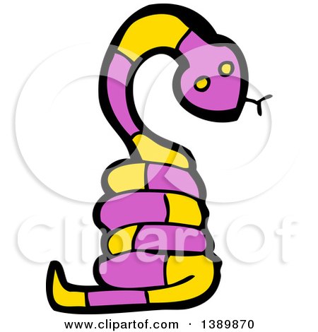 Clipart of a Cartoon Purple and Yellow Snake - Royalty Free Vector Illustration by lineartestpilot
