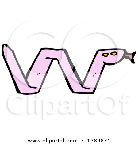 Clipart of a Cartoon Pink Snake - Royalty Free Vector Illustration by lineartestpilot