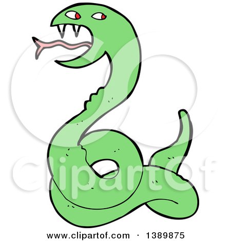 Clipart of a Cartoon Green Snake - Royalty Free Vector Illustration by lineartestpilot