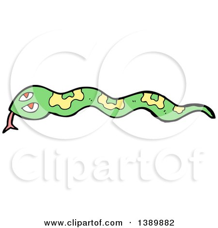 Clipart of a Cartoon Green Snake - Royalty Free Vector Illustration by lineartestpilot