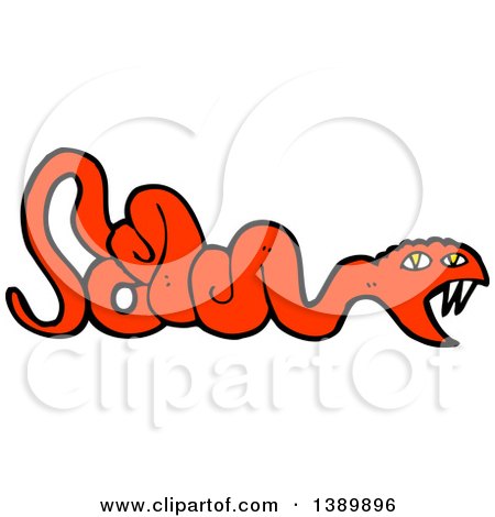 Clipart of a Cartoon Red Snake - Royalty Free Vector Illustration by lineartestpilot