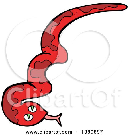 Clipart of a Cartoon Red Snake - Royalty Free Vector Illustration by lineartestpilot