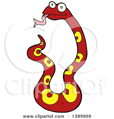 Clipart of a Cartoon Red Snake - Royalty Free Vector Illustration by