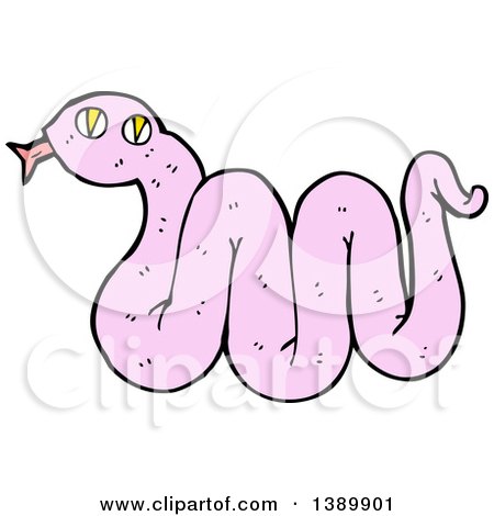 Clipart of a Cartoon Pink Snake - Royalty Free Vector Illustration by lineartestpilot