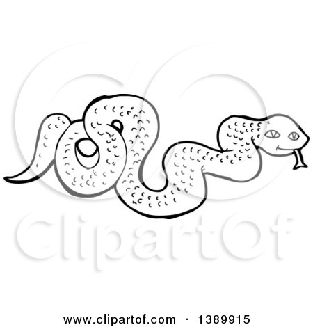 Cartoon Black and White Lineart Snake Posters, Art Prints by - Interior