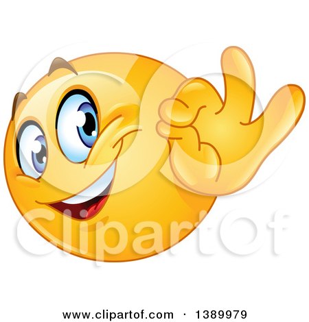 Clipart of a Cartoon Yellow Smiley Face Emoji Emoticon Gesturing Ok - Royalty Free Vector Illustration by yayayoyo