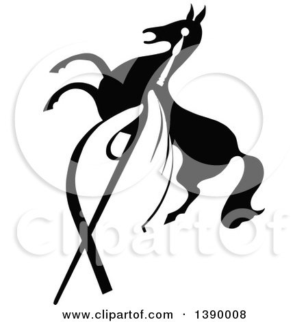 Clipart of a Vintage Black and White Artist Hand Painting a Horse - Royalty Free Vector Illustration by Prawny Vintage