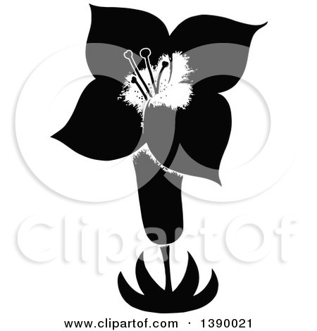 Clipart of a Vintage Black and White Flower - Royalty Free Vector Illustration by Prawny Vintage