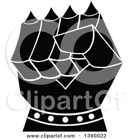 Clipart of a Vintage Black and White Fisted Hand - Royalty Free Vector Illustration by Prawny Vintage