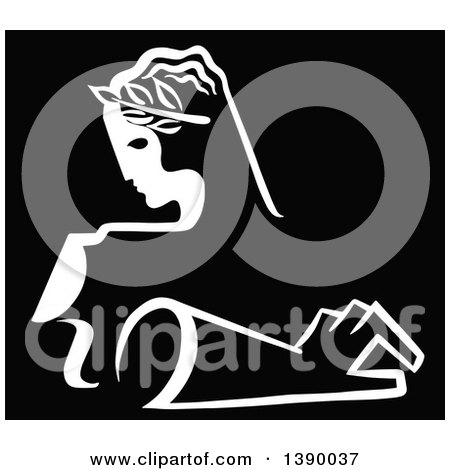 Clipart of a Vintage Black and White Female Sculpture and Arm - Royalty Free Vector Illustration by Prawny Vintage