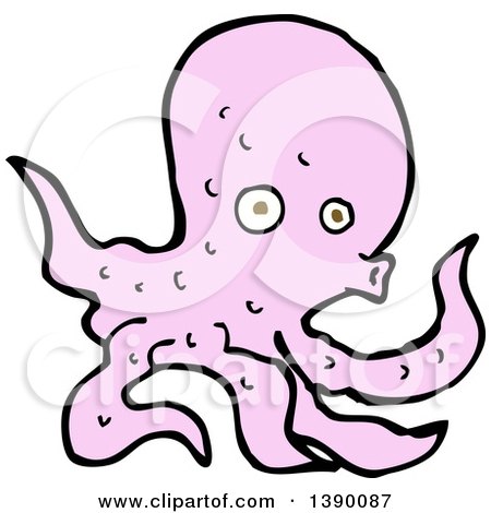 Clipart of a Pink Octopus - Royalty Free Vector Illustration by lineartestpilot