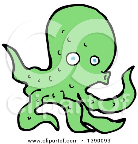 Clipart of a Green Octopus - Royalty Free Vector Illustration by lineartestpilot
