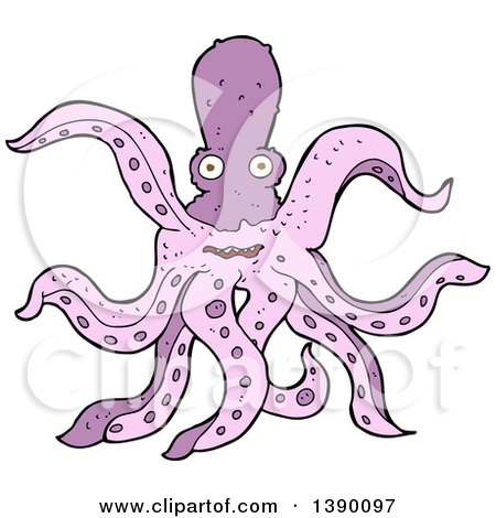 Clipart of a Purple Octopus - Royalty Free Vector Illustration by lineartestpilot
