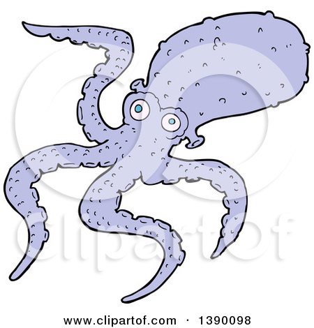 Clipart of a Purple Octopus - Royalty Free Vector Illustration by lineartestpilot