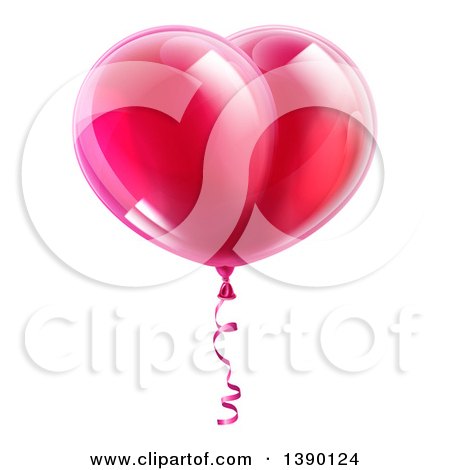 Clipart of a 3d Shiny Pink Heart Shaped Party Balloon - Royalty Free Vector Illustration by AtStockIllustration