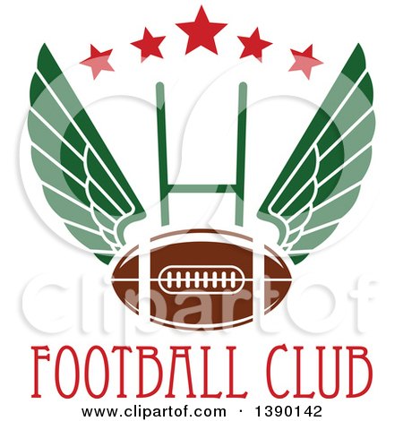 Clipart of a Winged Football over a Field Goal, Stars and Text - Royalty Free Vector Illustration by Vector Tradition SM