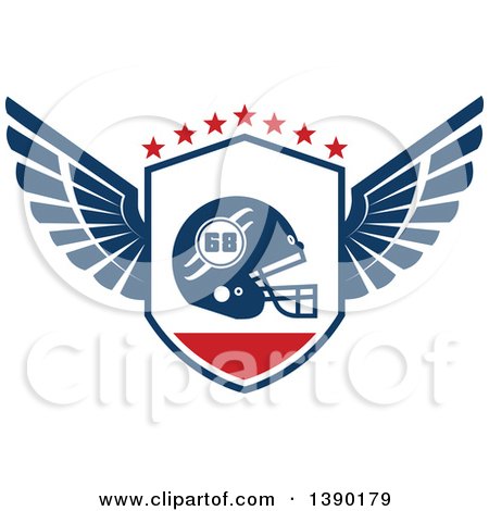Clipart of a Winged Shield with a Football Helmet and Stars - Royalty Free Vector Illustration by Vector Tradition SM