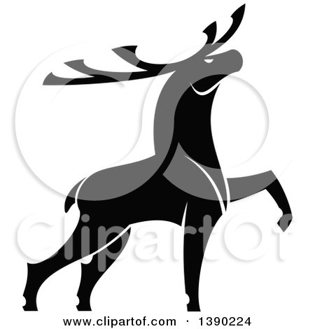 Clipart of a Black Silhouetted Bull Elk - Royalty Free Vector Illustration by Vector Tradition SM