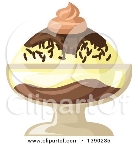 Clipart of a Vanilla and Chocolate Ice Cream Sundae Dessert - Royalty Free Vector Illustration by Vector Tradition SM