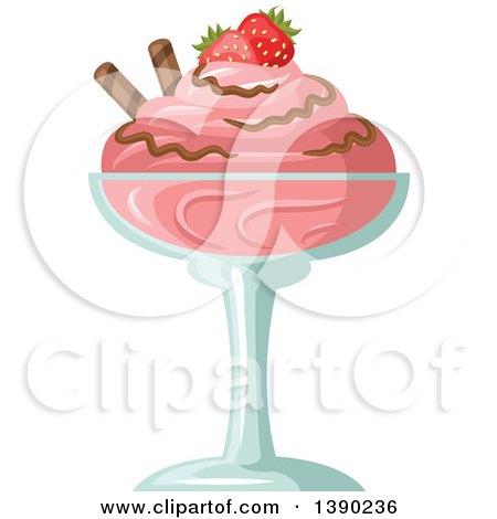 Clipart of a Strawberry Ice Cream Sundae Dessert - Royalty Free Vector Illustration by Vector Tradition SM