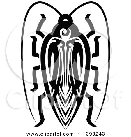Clipart of a Black and White Tribal Styled Beetle - Royalty Free Vector Illustration by Vector Tradition SM