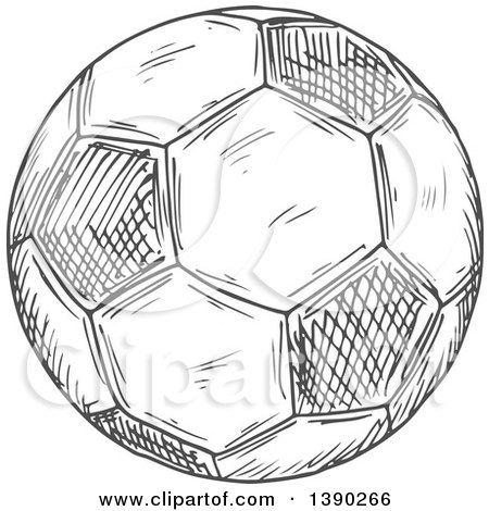 Clipart of a Gray Sketched Soccer Ball - Royalty Free Vector Illustration by Vector Tradition SM