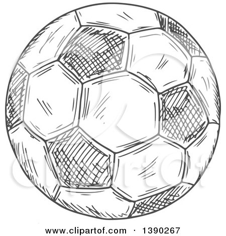 Clipart of a Gray Sketched Soccer Ball - Royalty Free Vector Illustration by Vector Tradition SM