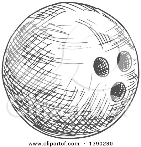 Clipart of a Gray Sketched Bowling Ball - Royalty Free Vector Illustration by Vector Tradition SM
