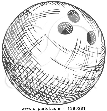 Clipart of a Gray Sketched Bowling Ball - Royalty Free Vector Illustration by Vector Tradition SM