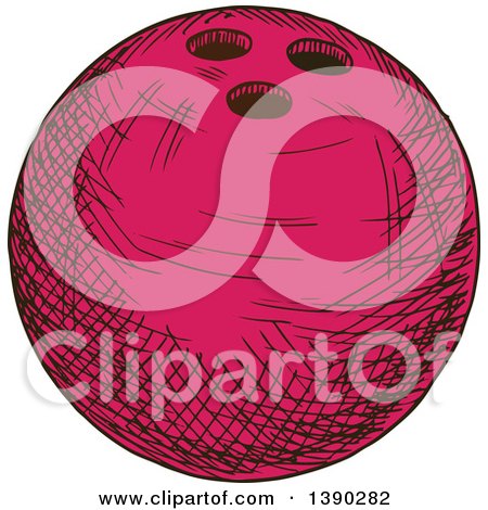 Clipart of a Sketched Pink Bowling Ball - Royalty Free Vector Illustration by Vector Tradition SM