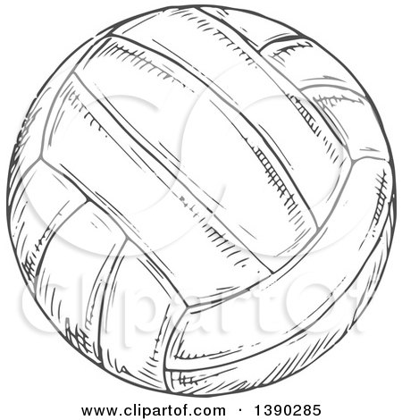 Clipart of a Gray Sketched Volleyball - Royalty Free Vector Illustration by Vector Tradition SM