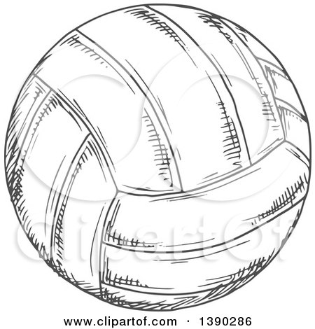 Clipart of a Gray Sketched Volleyball - Royalty Free Vector Illustration by Vector Tradition SM
