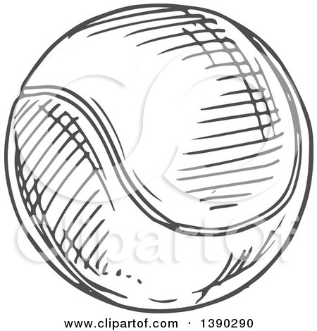 Clipart of a Gray Sketched Tennis Ball - Royalty Free Vector Illustration by Vector Tradition SM