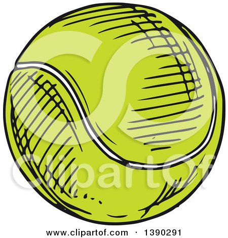 Clipart of a Sketched Tennis Ball - Royalty Free Vector Illustration by Vector Tradition SM