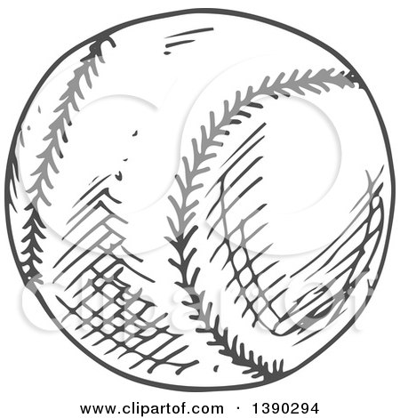 Clipart of a Gray Sketched Baseball - Royalty Free Vector Illustration by Vector Tradition SM