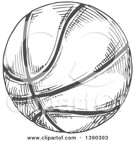 Clipart of a Gray Sketched Basketball - Royalty Free Vector Illustration by Vector Tradition SM