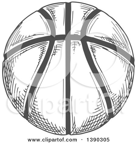 Clipart of a Gray Sketched Basketball - Royalty Free Vector Illustration by Vector Tradition SM