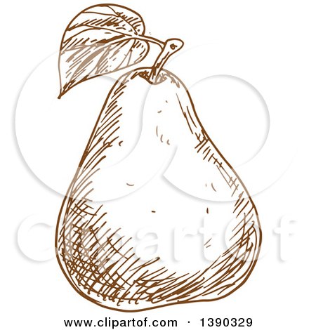 Clipart of a Brown Sketched Pear - Royalty Free Vector Illustration by Vector Tradition SM