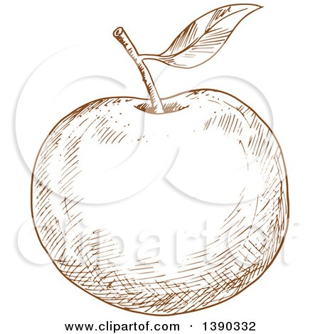 Clipart of a Brown Sketched Apple - Royalty Free Vector Illustration by Vector Tradition SM