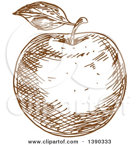 Clipart of a Brown Sketched Apple - Royalty Free Vector Illustration by Vector Tradition SM