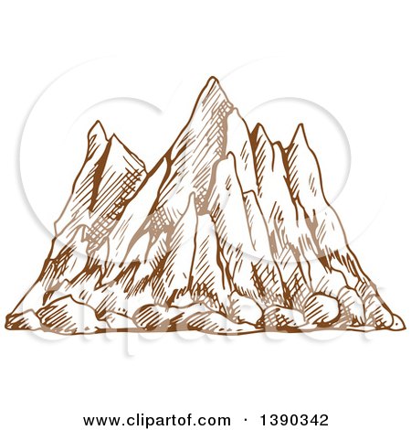 Clipart of a Sketched Landscape of Mountains - Royalty Free Vector Illustration by Vector Tradition SM